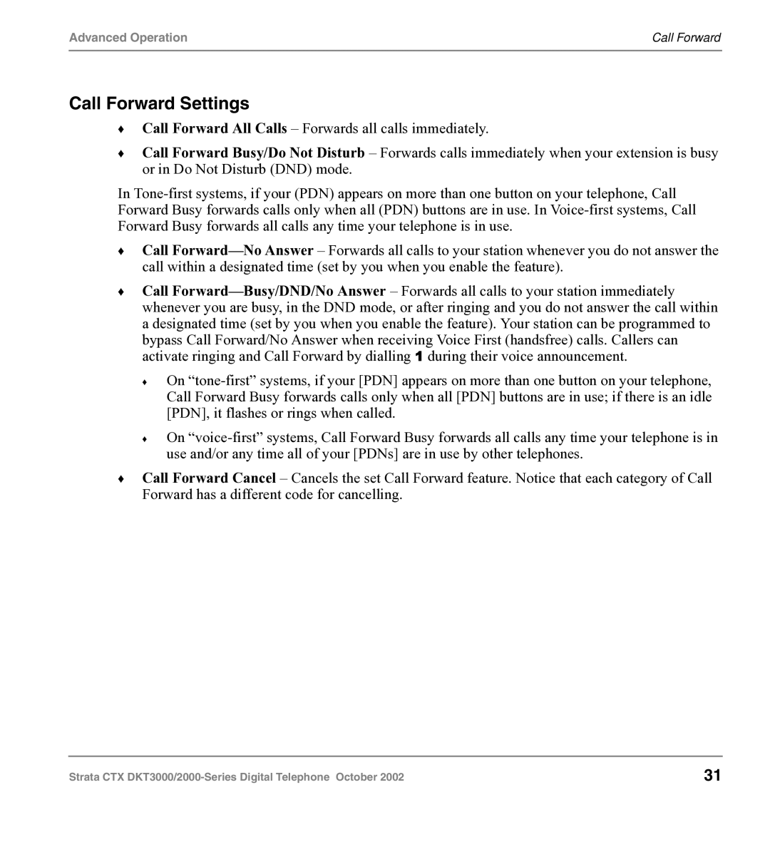 Toshiba DKT3000 manual Call Forward Settings 