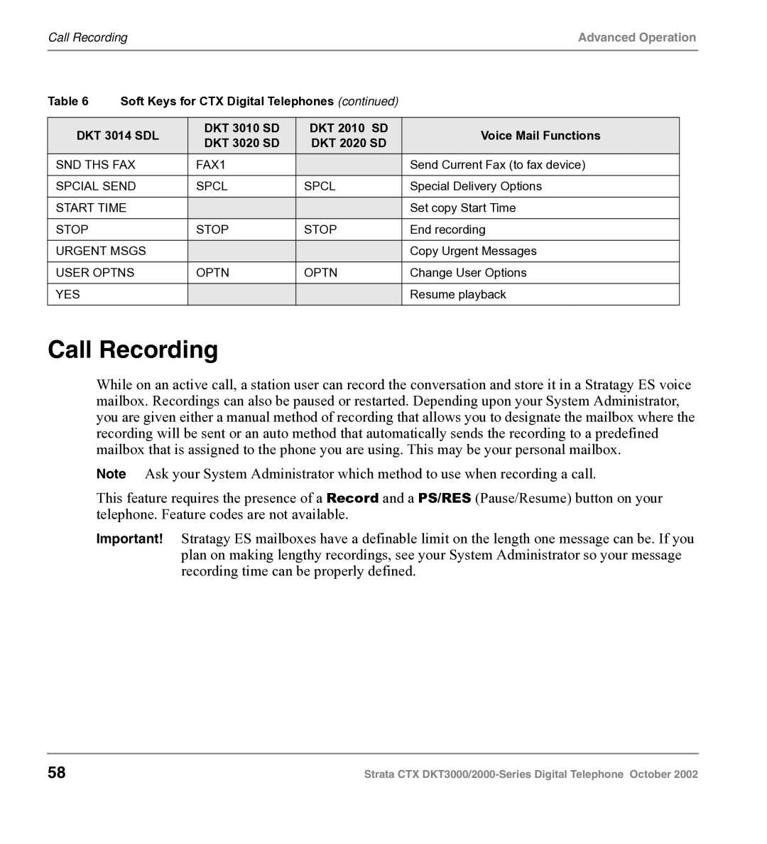 Toshiba DKT3000 manual Call Recording 