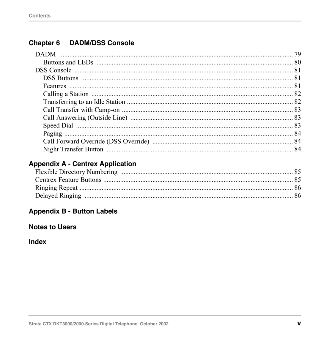 Toshiba DKT3000 manual Appendix a Centrex Application 