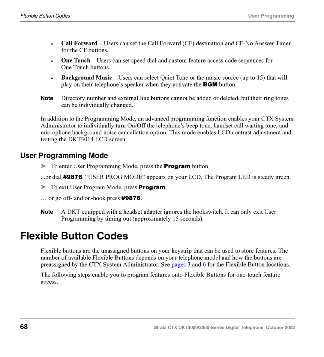 Toshiba DKT3000 manual Flexible Button Codes, User Programming Mode 