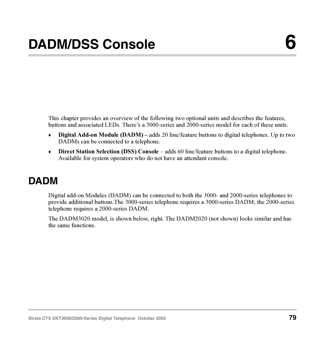 Toshiba DKT3000 manual DADM/DSS Console, Dadm 