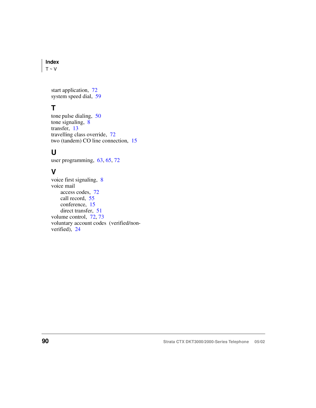 Toshiba DKT3000/2000 manual Index 