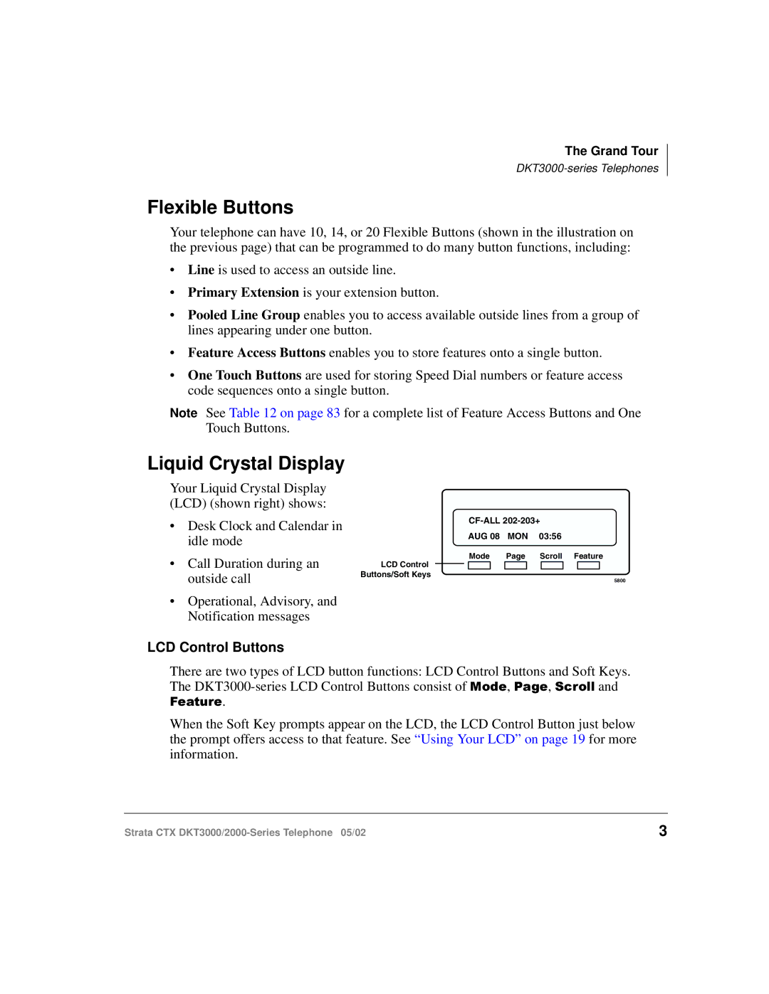 Toshiba DKT3000/2000 manual Flexible Buttons, Liquid Crystal Display 