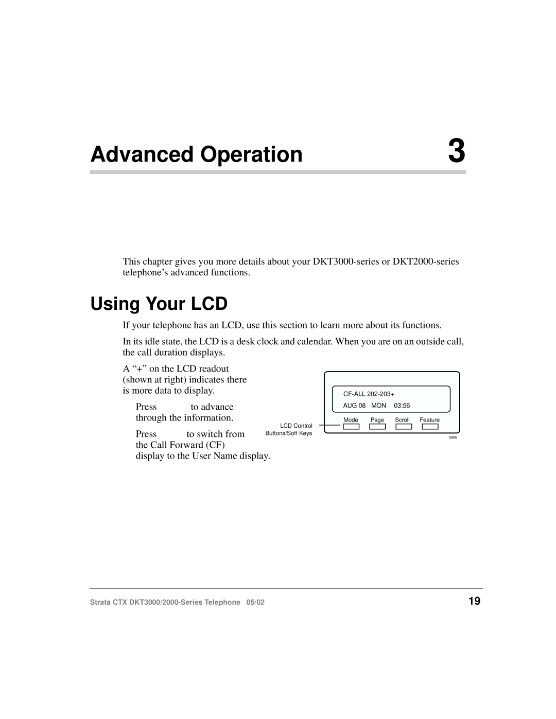 Toshiba DKT3000/2000 manual Advanced Operation, Using Your LCD 