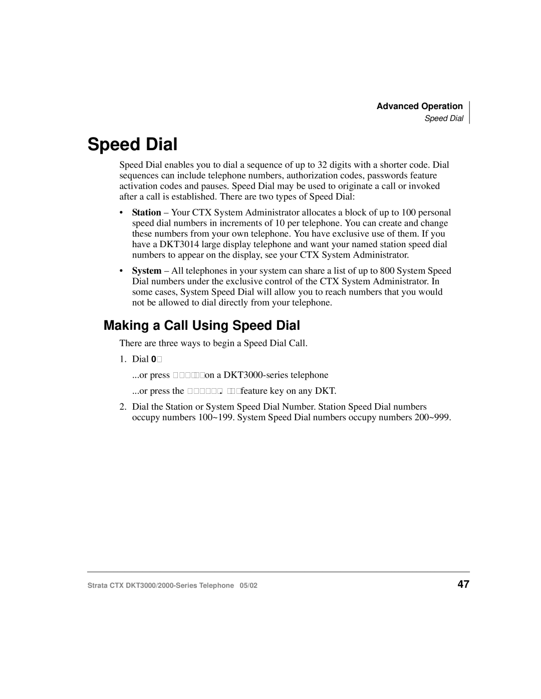 Toshiba DKT3000/2000 manual Making a Call Using Speed Dial 