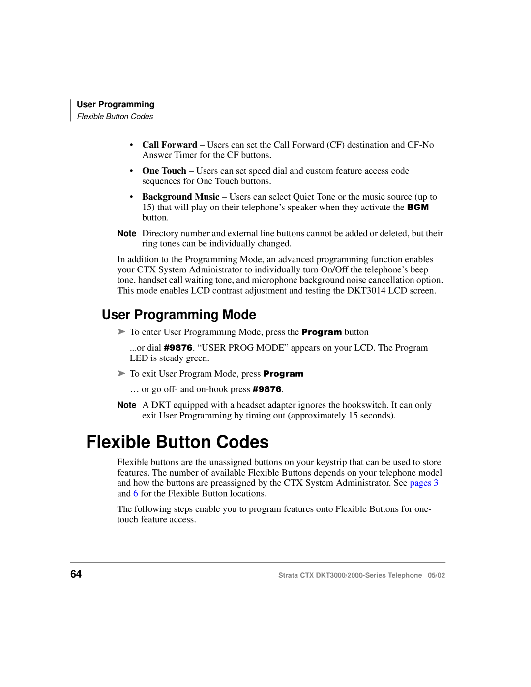 Toshiba DKT3000/2000 manual Flexible Button Codes, User Programming Mode 