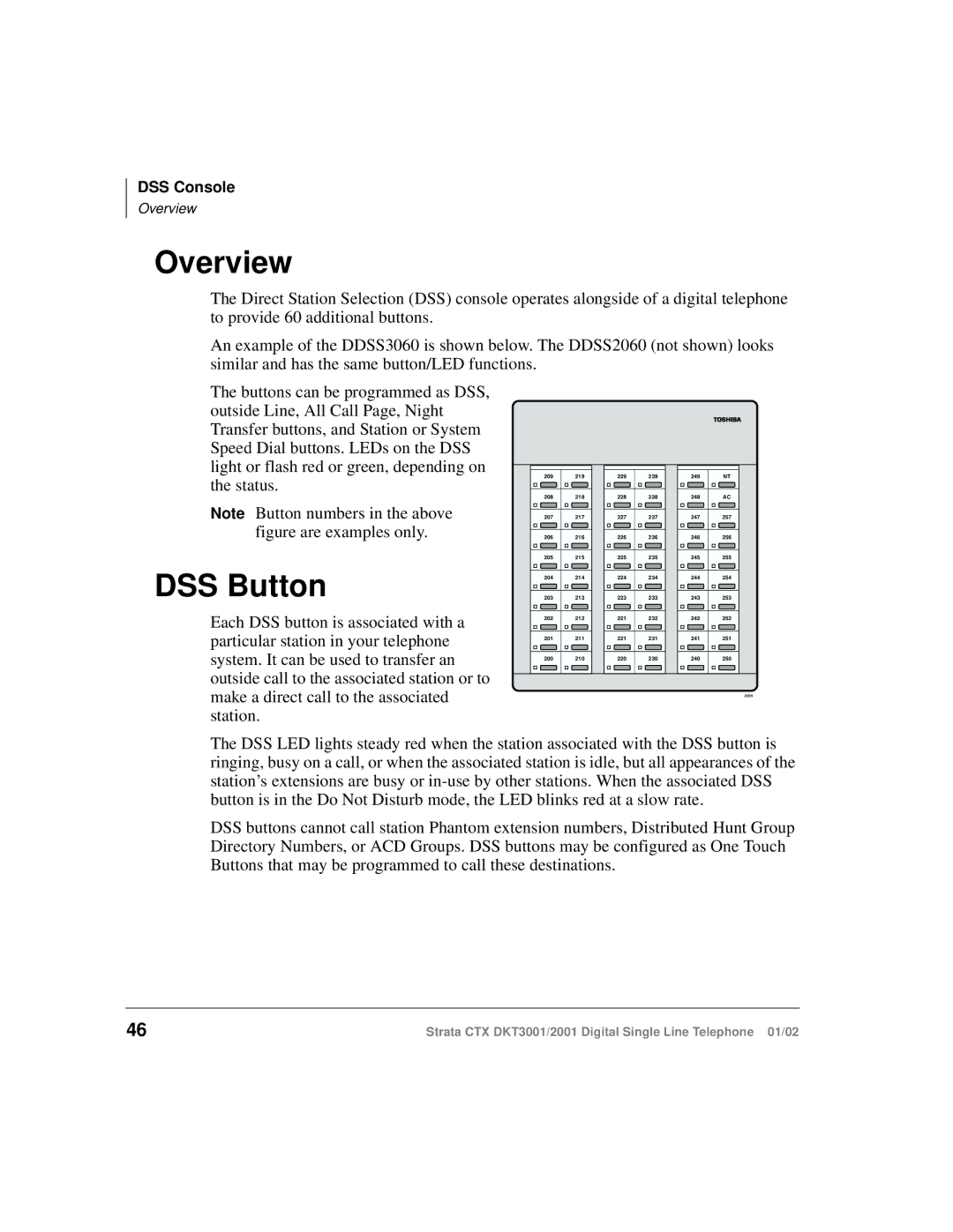 Toshiba DKT3001/2001 manual Overview, DSS Button 