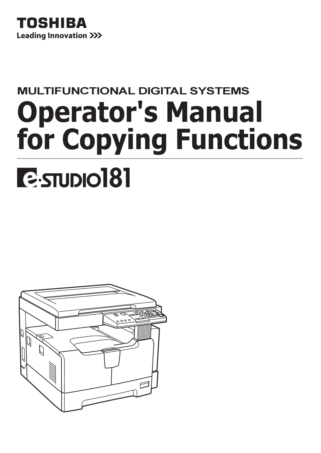 Toshiba DP-1810 manual Operators Manual for Copying Functions 