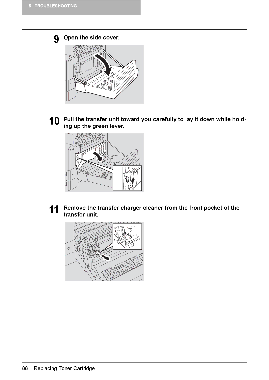 Toshiba DP-1810 manual Replacing Toner Cartridge 