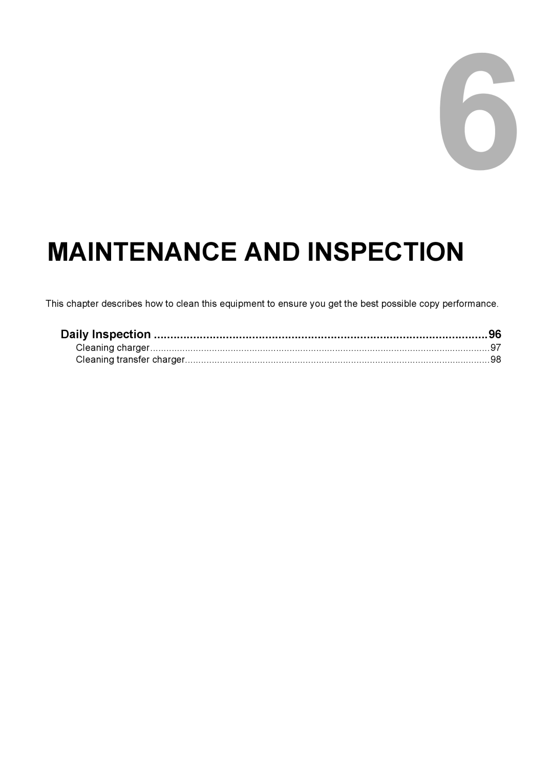 Toshiba DP-1810 manual Maintenance and Inspection, Daily Inspection 