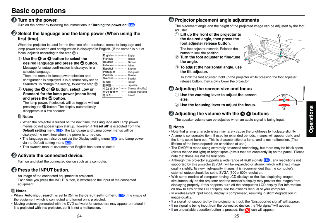 Toshiba DP-SW25T manual Basic operations 