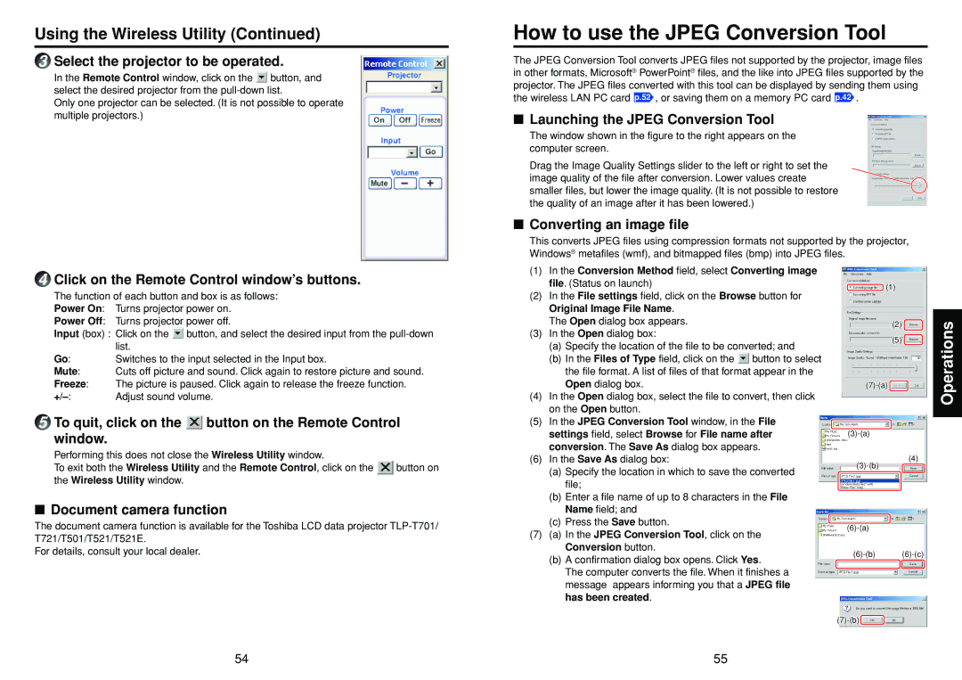 Toshiba DP-SW25T manual How to use the Jpeg Conversion Tool 