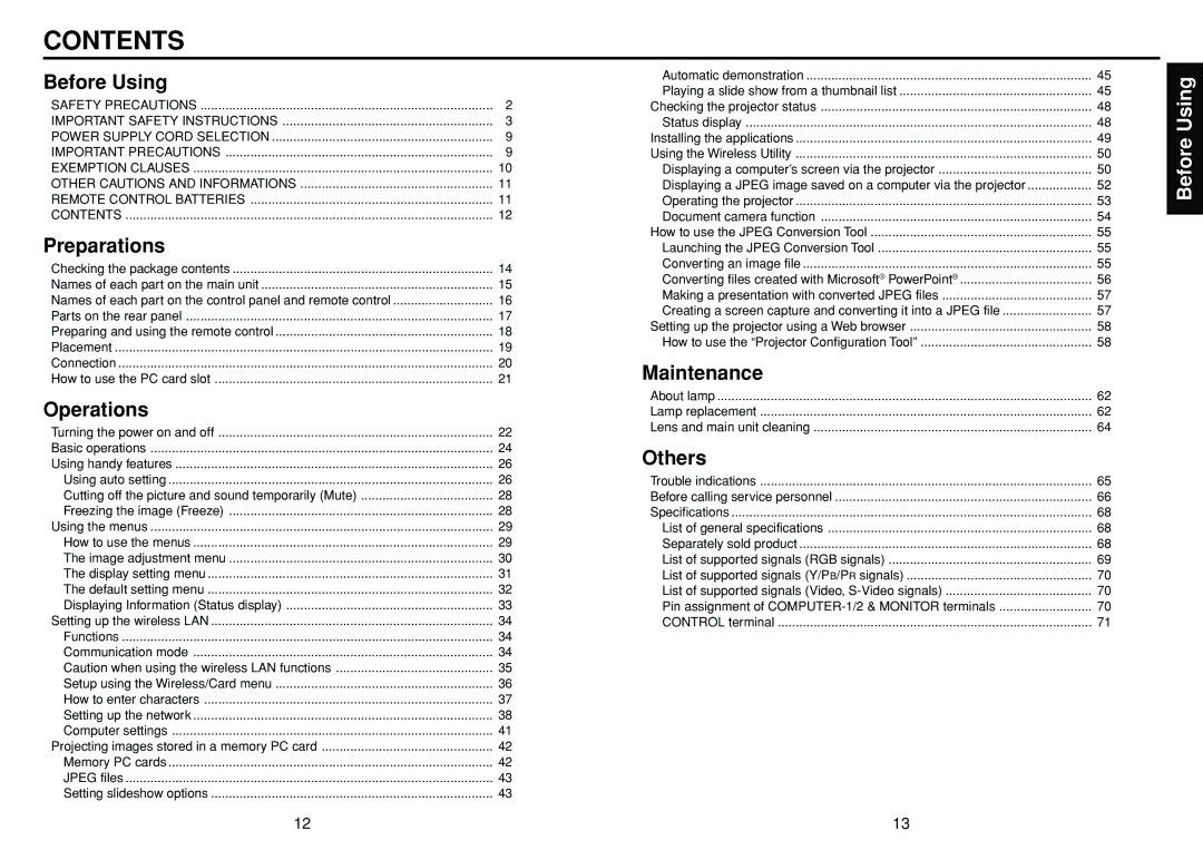 Toshiba DP-SW25T manual Contents 