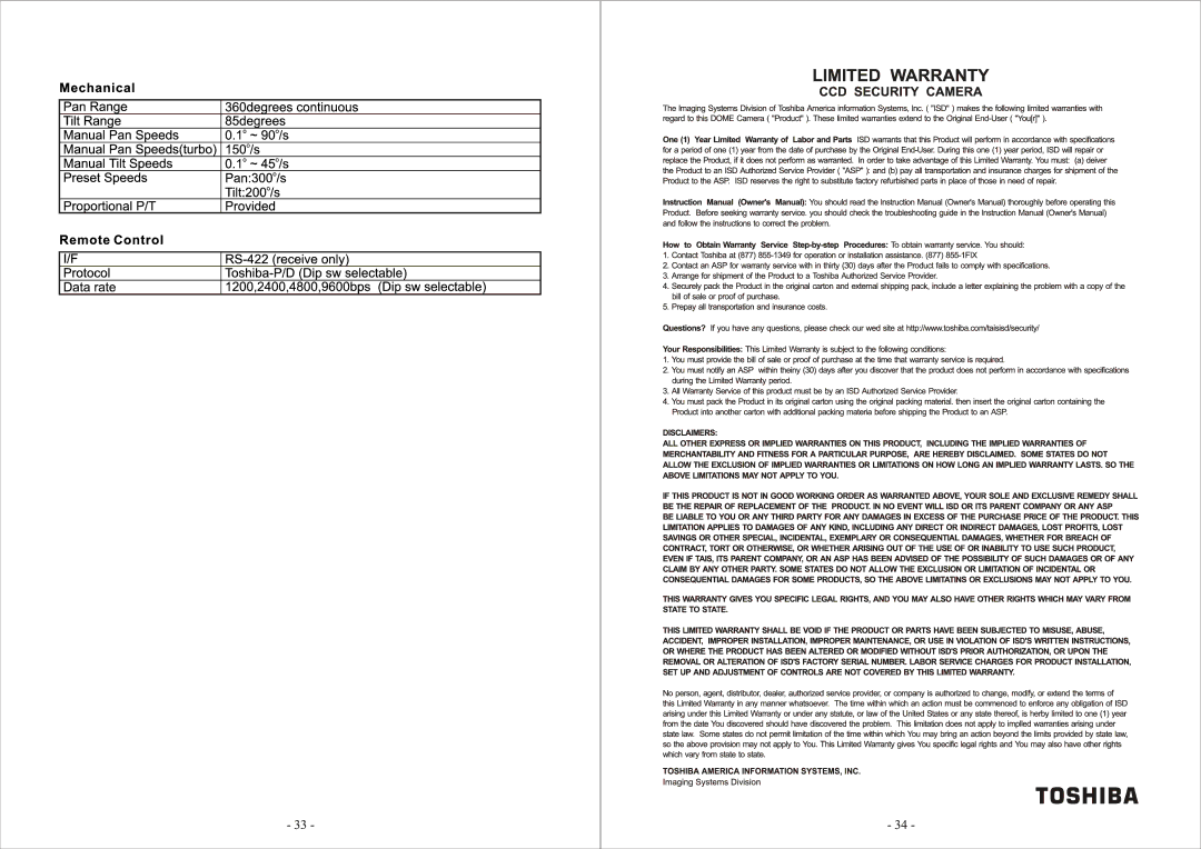 Toshiba DP02A manual 