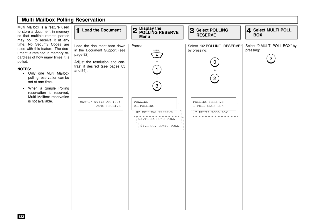 Toshiba DP85F, DP80F manual Multi Mailbox Polling Reservation, Polling Reserve, Select Polling Select Multi Poll 