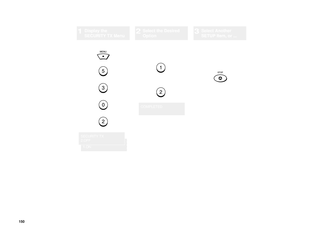 Toshiba DP85F, DP80F Default Setting for Security Transmission, Select the Desired Select Another Option Setup Item, or 