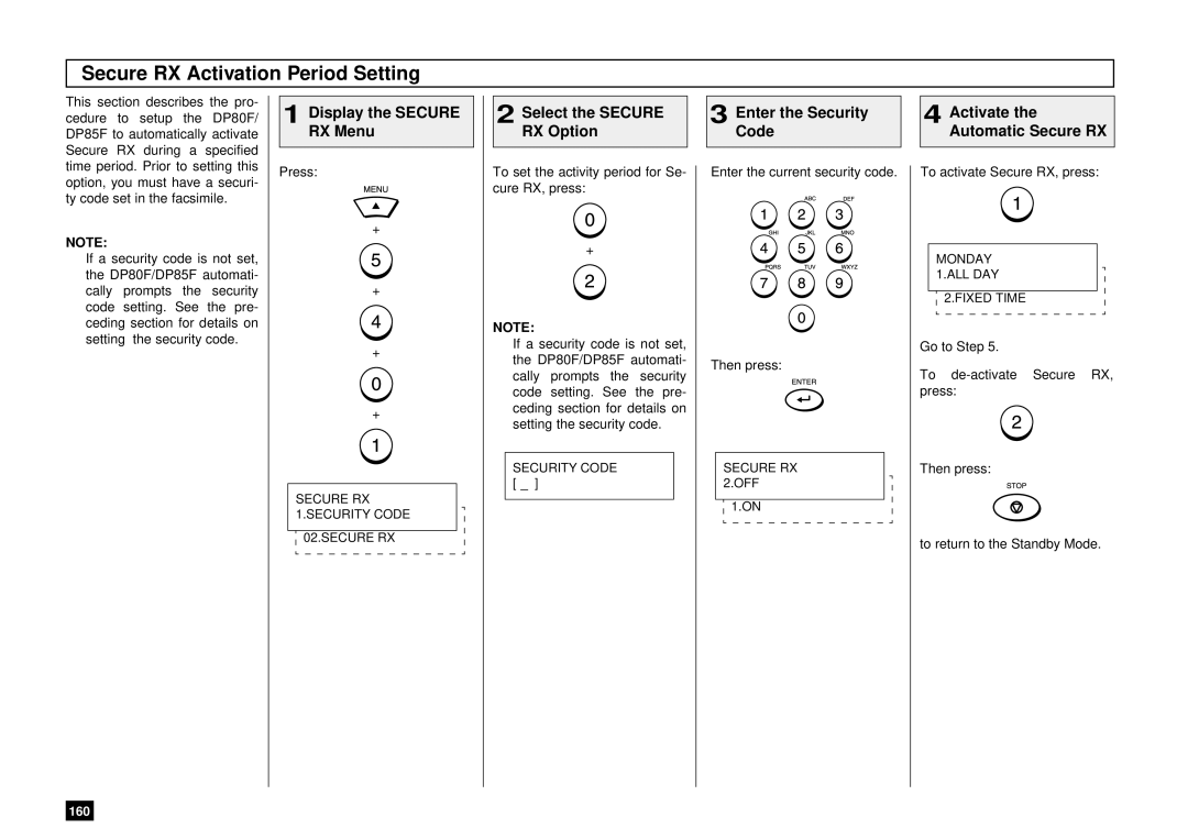 Toshiba DP85F, DP80F manual Secure RX Activation Period Setting 