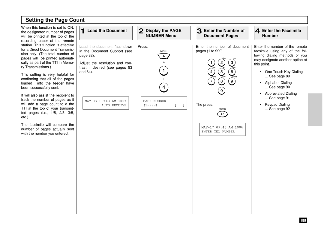 Toshiba DP80F, DP85F manual Setting the Page Count 