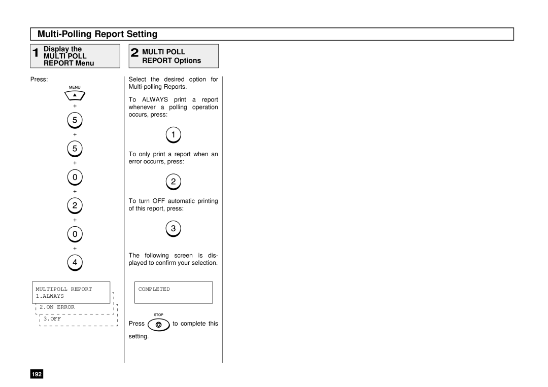 Toshiba DP85F, DP80F manual Multi-Polling Report Setting, Multi Poll Report Options 