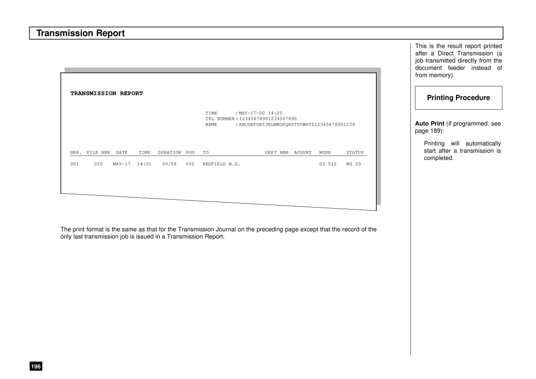 Toshiba DP85F, DP80F manual Transmission Report 