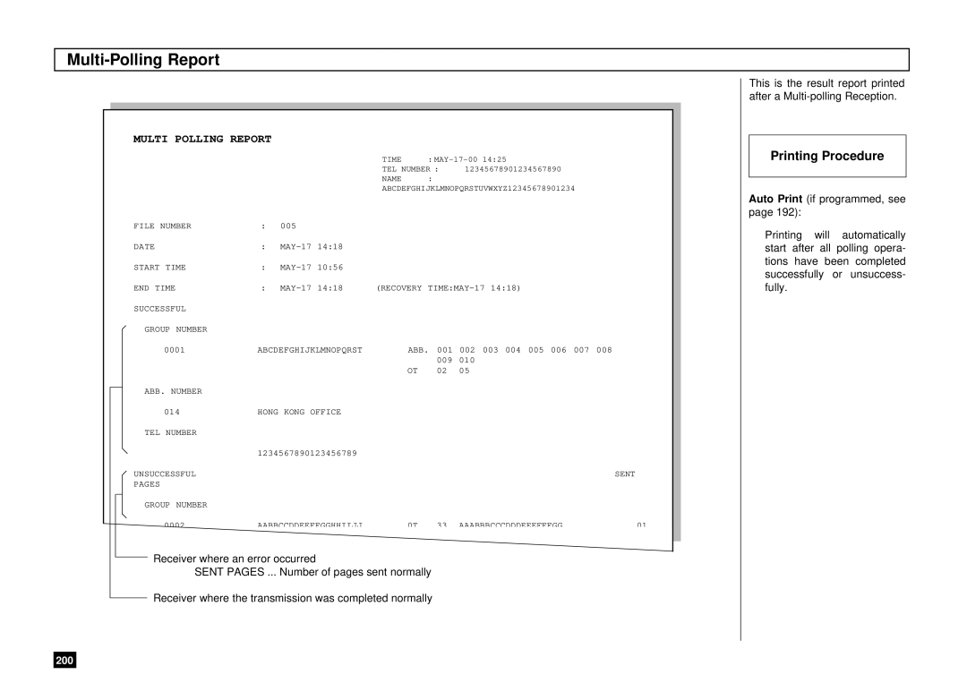 Toshiba DP85F, DP80F manual Multi-Polling Report, Multi Polling Report 