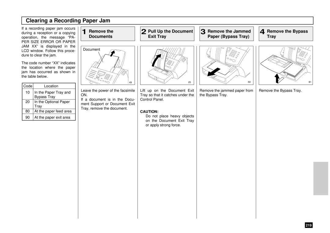 Toshiba DP80F, DP85F manual Clearing a Recording Paper Jam, Paper Bypass Tray, Remove the Bypass 