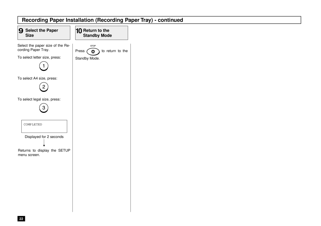 Toshiba DP85F, DP80F manual Select the Paper Size, Return to the Standby Mode 