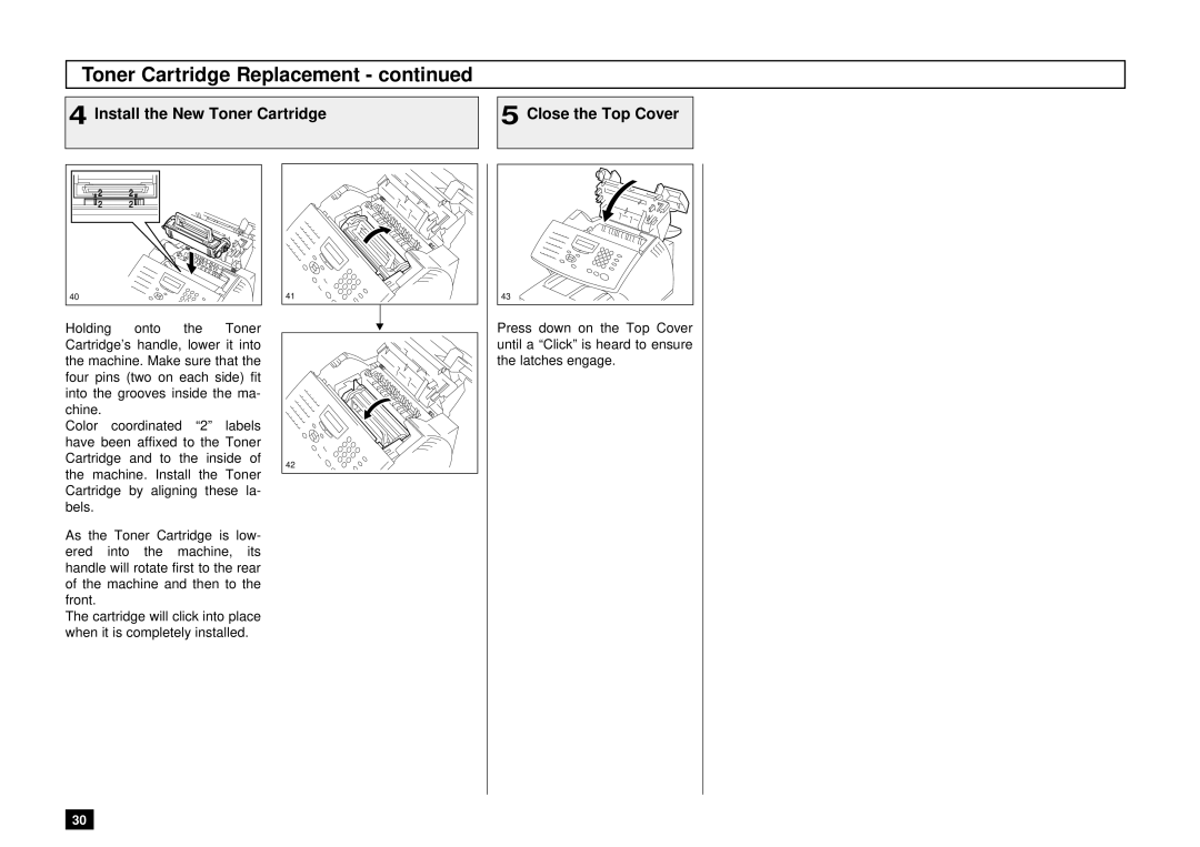 Toshiba DP85F, DP80F manual Install the New Toner Cartridge Close the Top Cover 