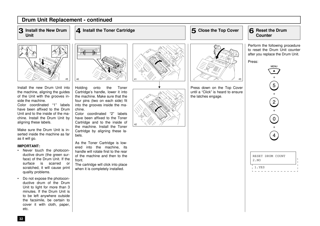 Toshiba DP85F, DP80F manual Reset Drum Count 2.NO YES 