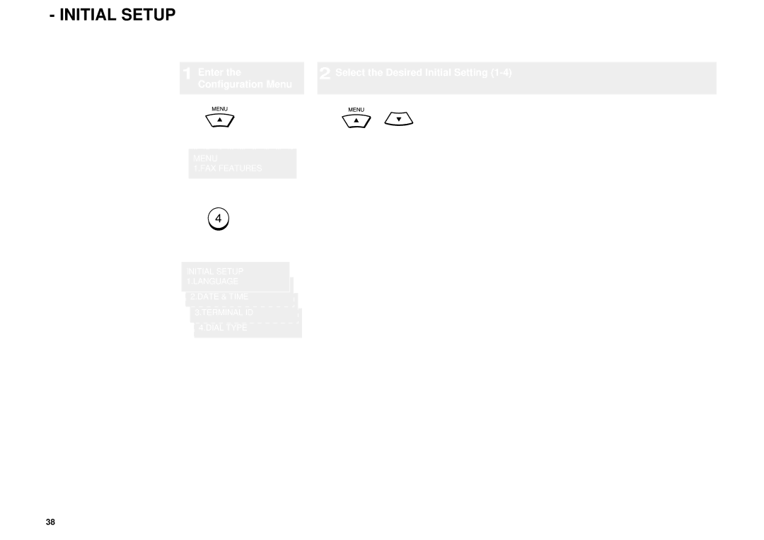 Toshiba DP85F, DP80F Initial Setup, Initial Setting Summary, Enter, Configuration Menu, Select the Desired Initial Setting 