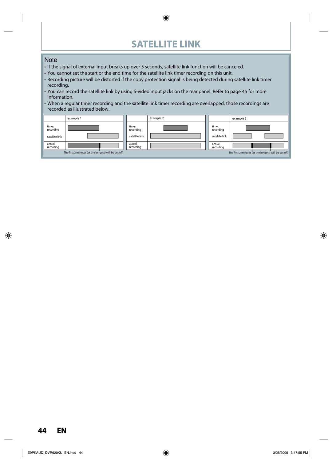 Toshiba DVR620 owner manual Satellite Link 