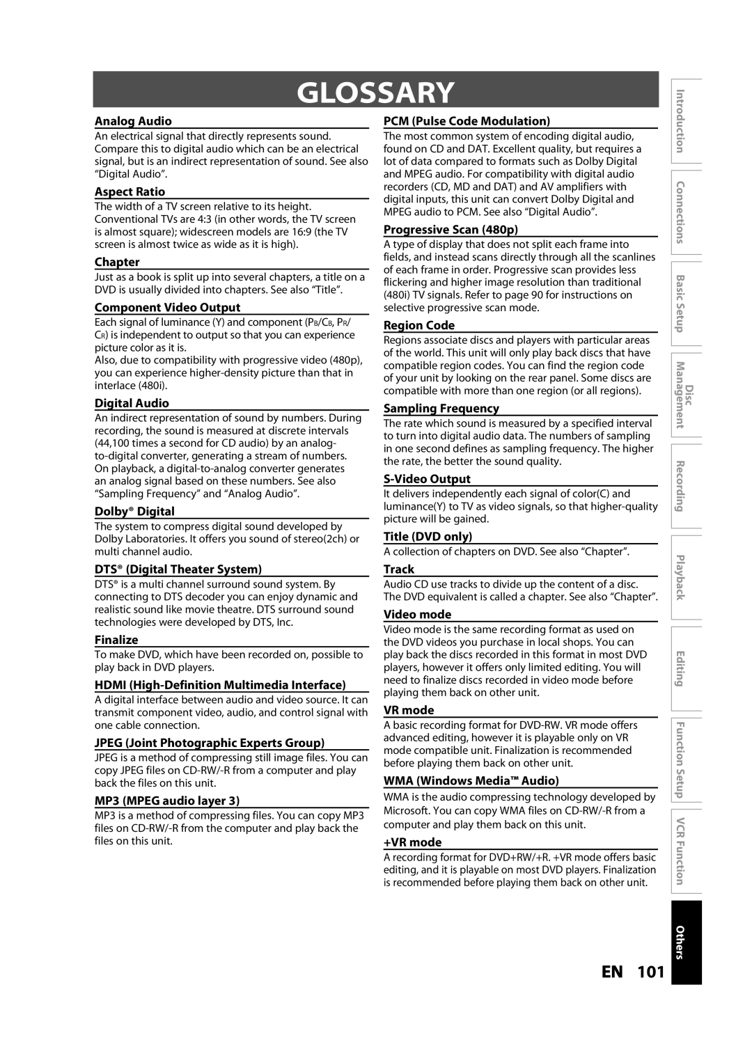 Toshiba DVR620KC owner manual Glossary 