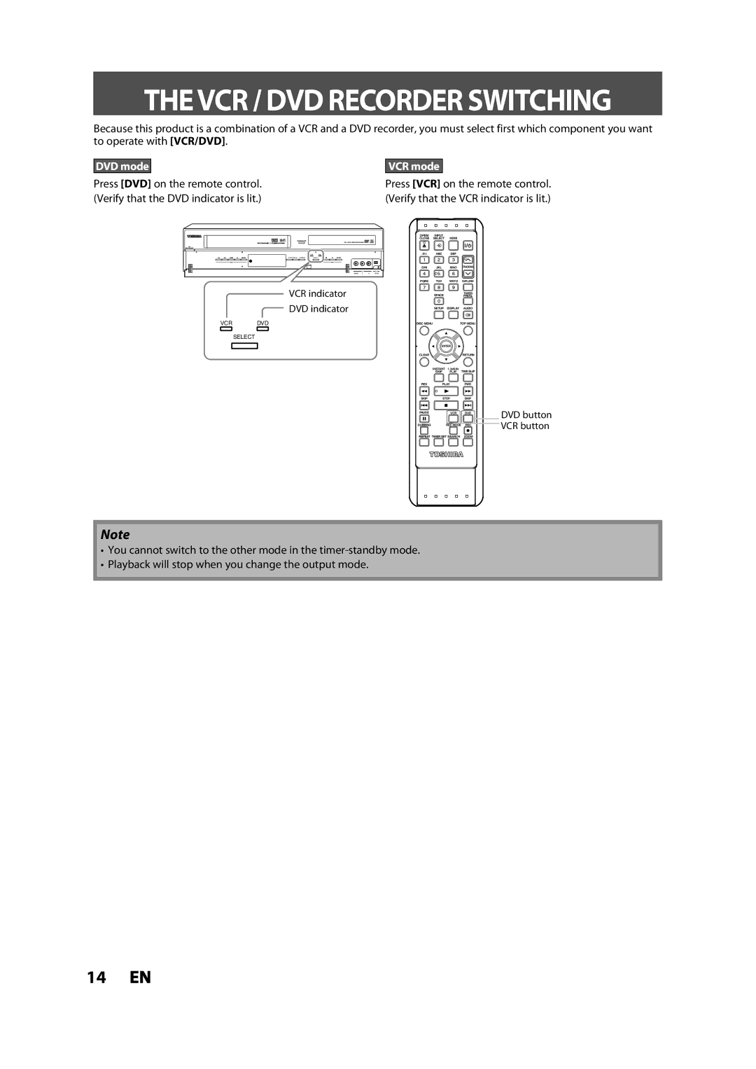 Toshiba DVR620KC owner manual Press DVD on the remote control, Verify that the DVD indicator is lit 