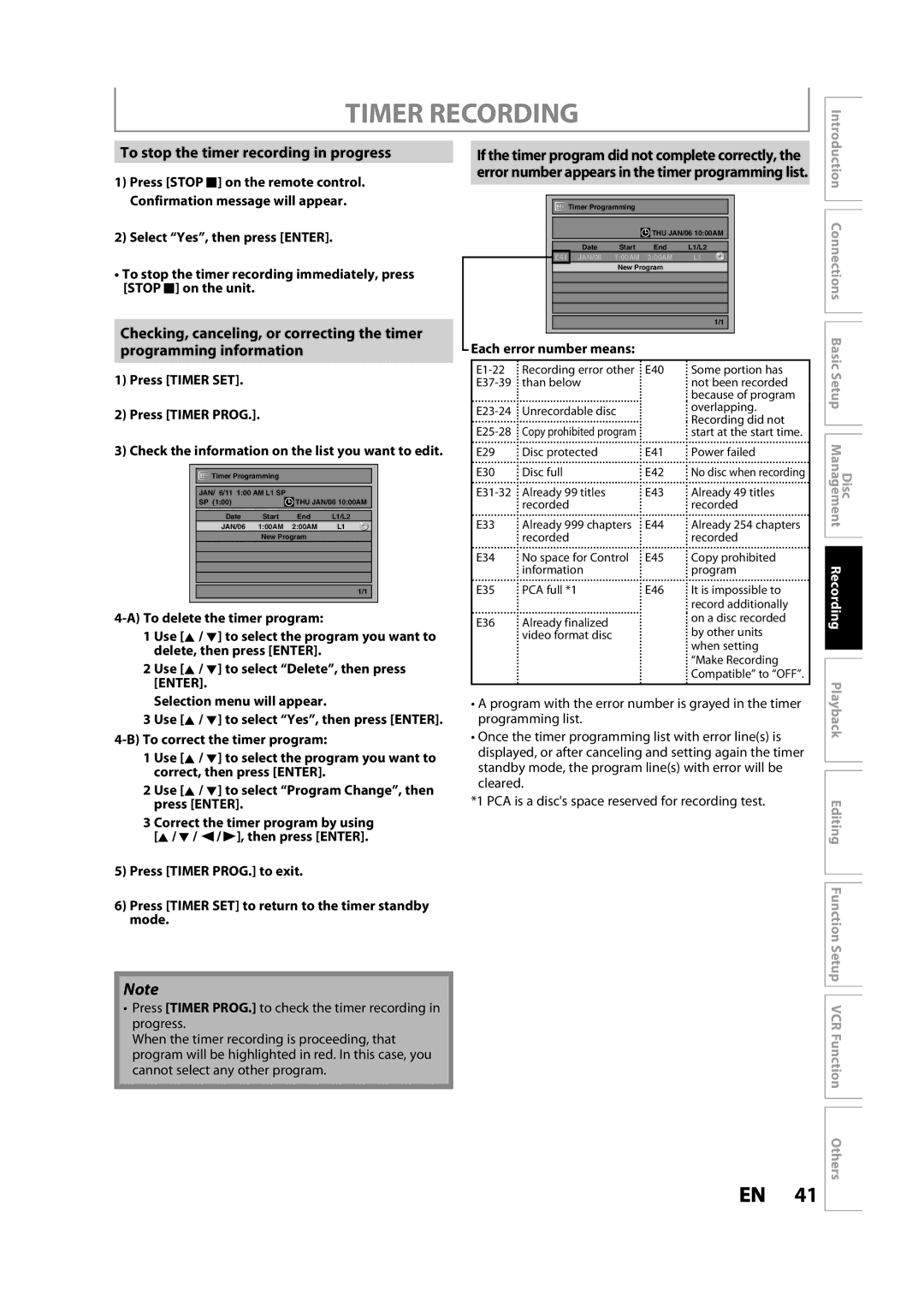 Toshiba DVR620KC owner manual To stop the timer recording in progress 