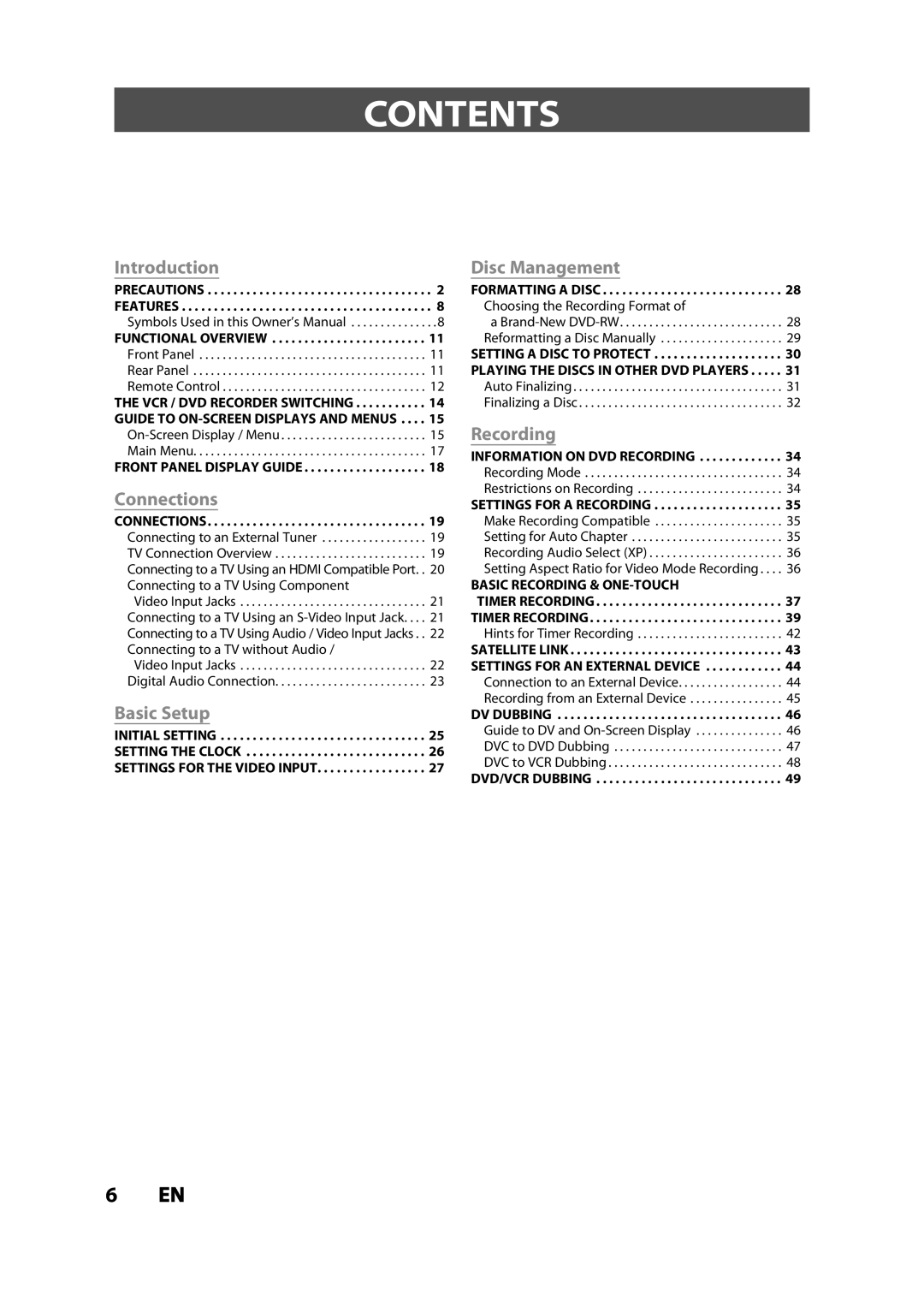 Toshiba DVR620KC owner manual Contents 