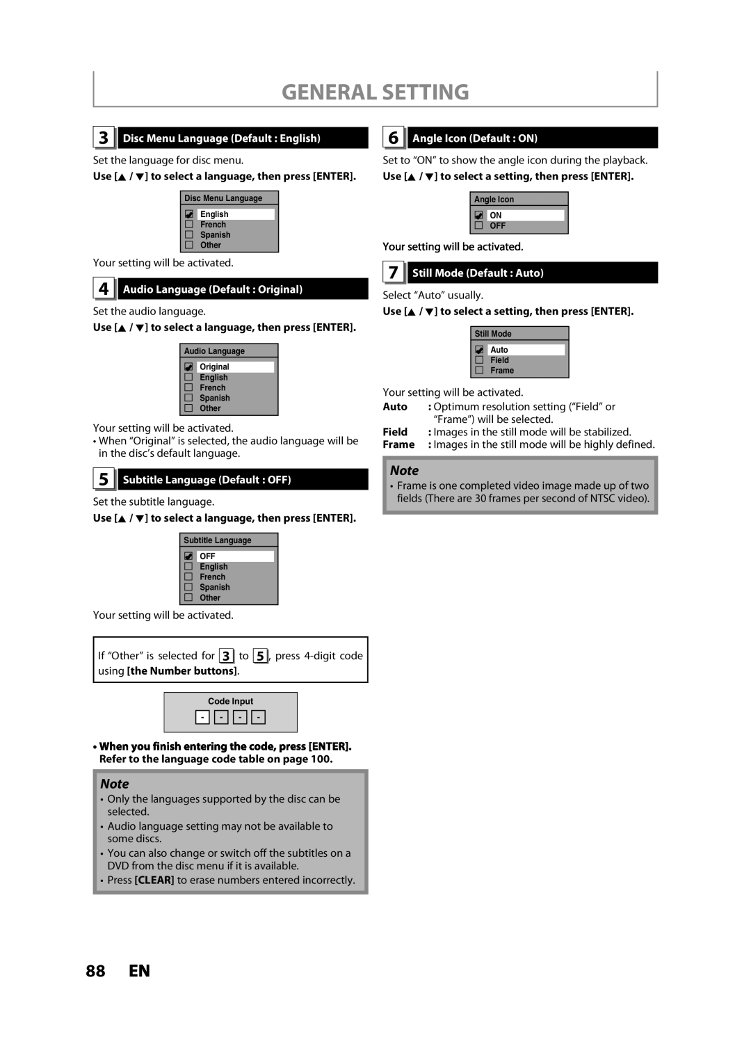 Toshiba DVR620KC Disc Menu Language Default English, Audio Language Default Original, Subtitle Language Default OFF 