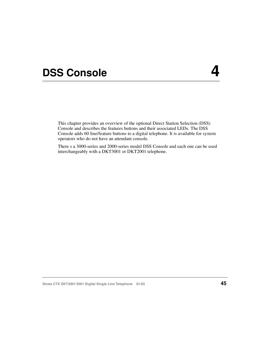 Toshiba 2001, DXT3001 manual DSS Console 