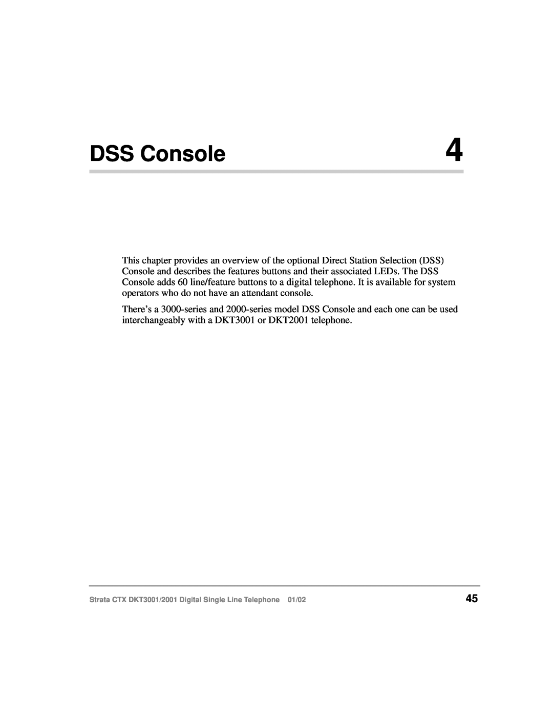 Toshiba 2001, DXT3001 manual DSS Console 