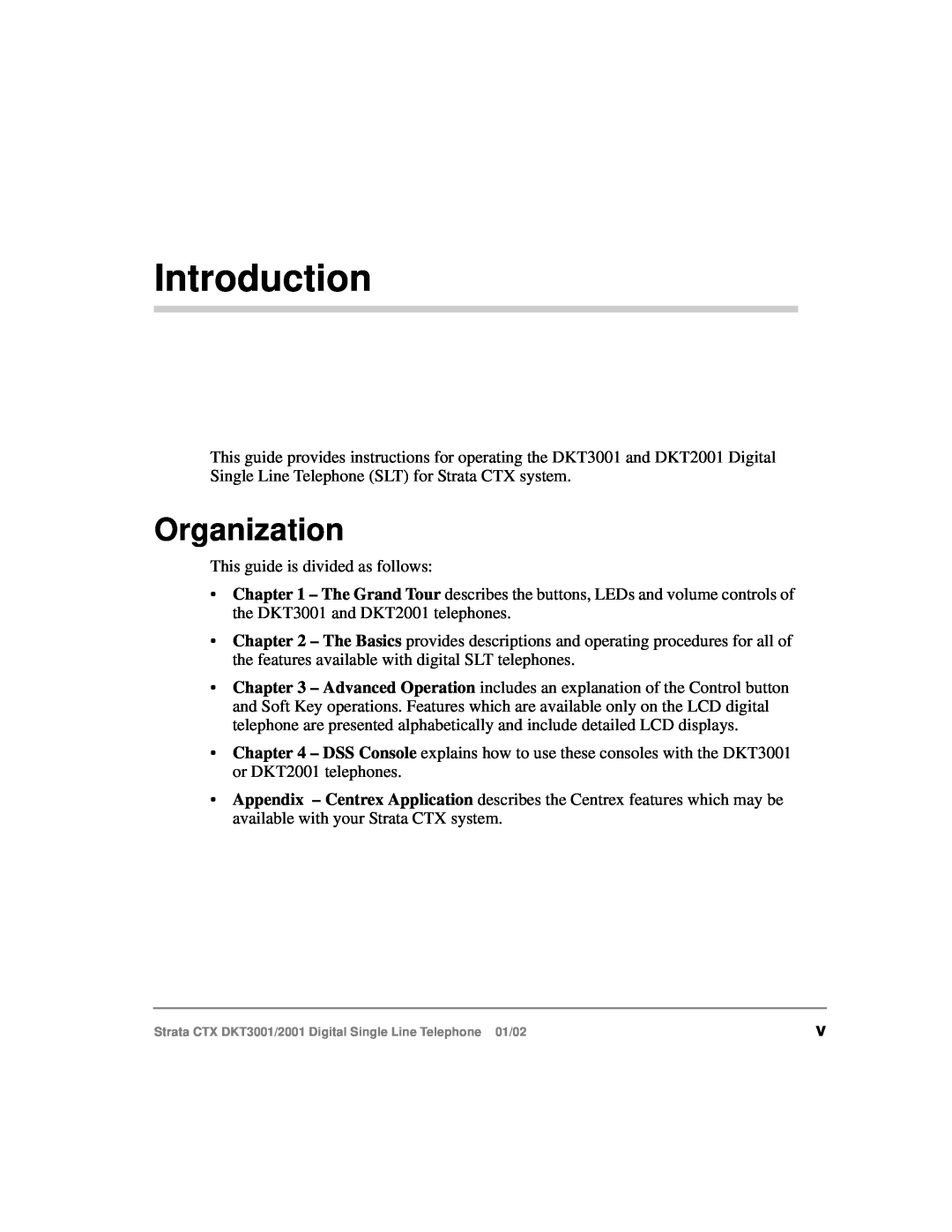 Toshiba 2001, DXT3001 manual Introduction, Organization 