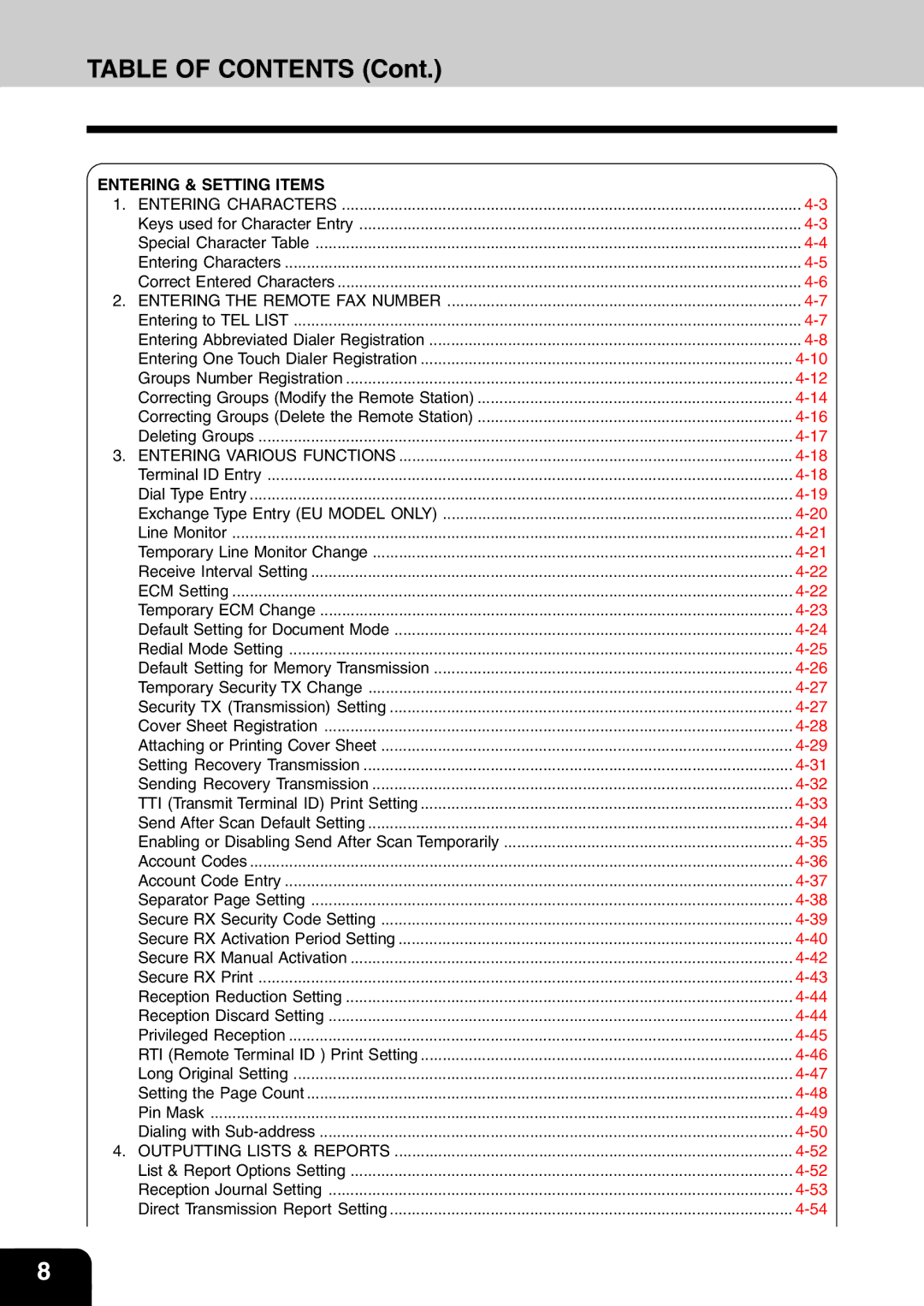 Toshiba e-studio 16/20/25 manual Table of Contents 