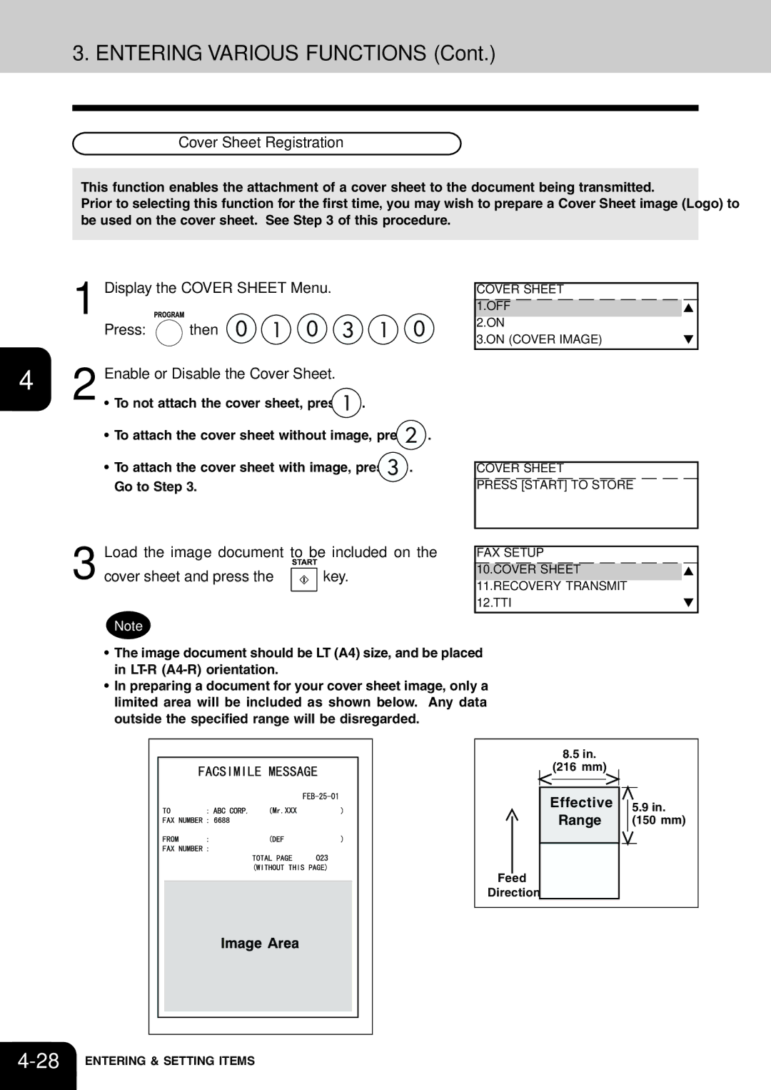 Toshiba e-studio 16/20/25 manual Cover Sheet Registration 