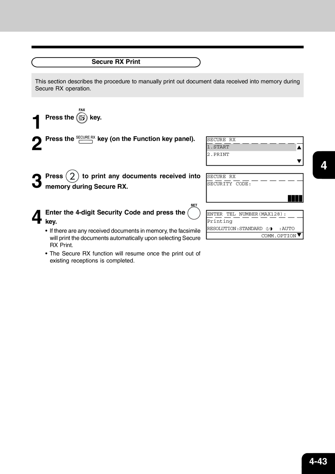 Toshiba e-studio 16/20/25 manual Secure RX Print 