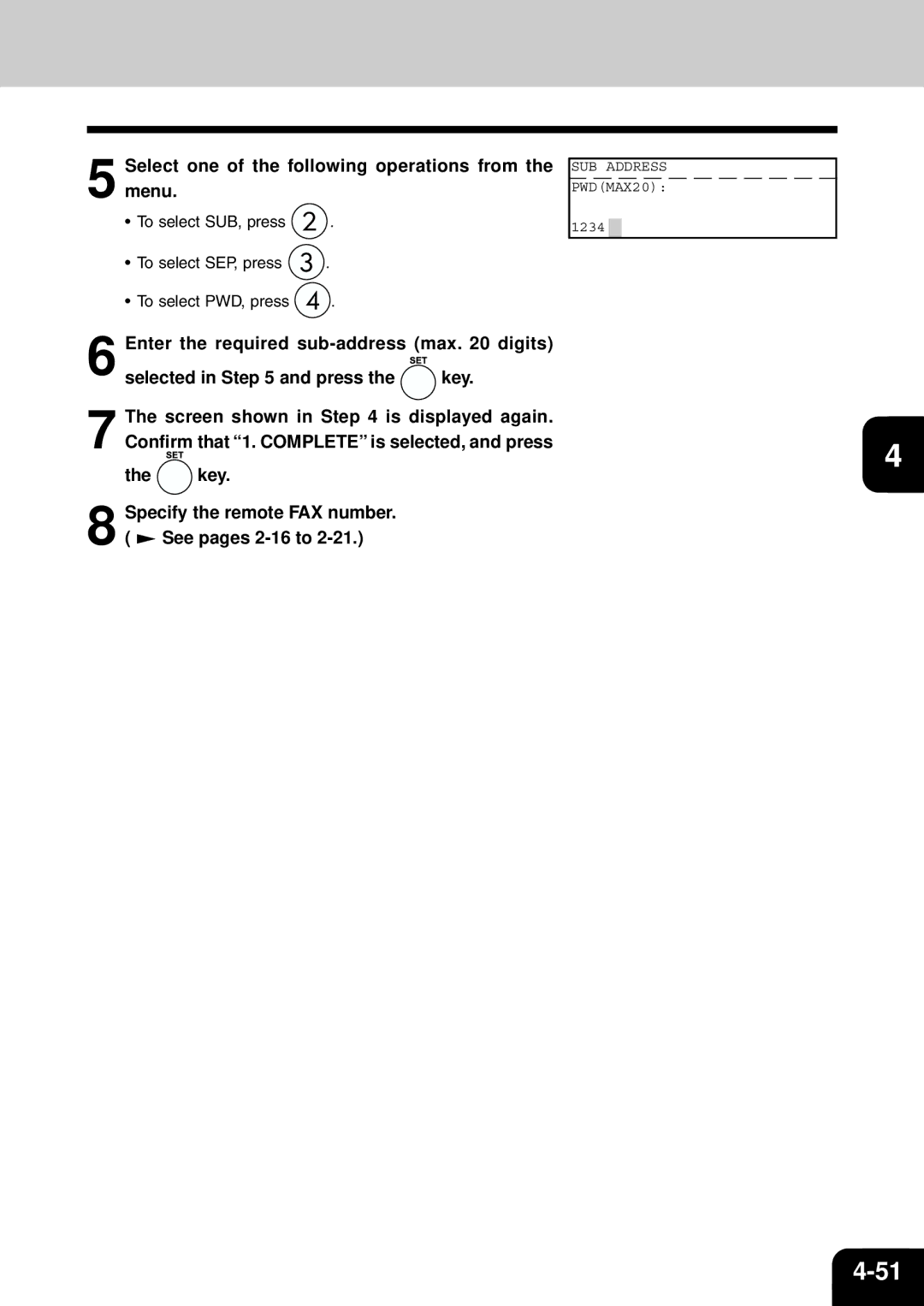 Toshiba e-studio 16/20/25 manual Select one of the following operations from the menu 