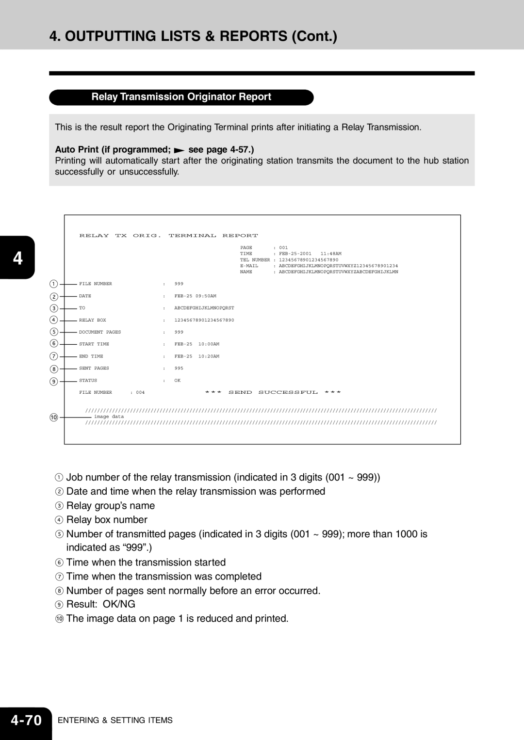 Toshiba e-studio 16/20/25 manual Relay Transmission Originator Report 