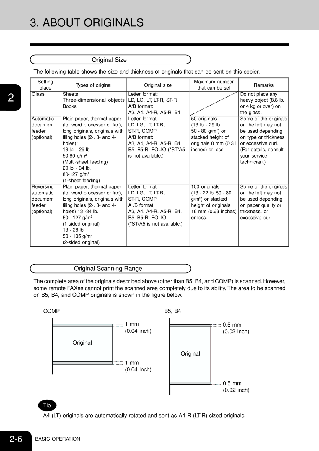 Toshiba e-studio 16/20/25 manual About Originals, Original Size, Original Scanning Range 