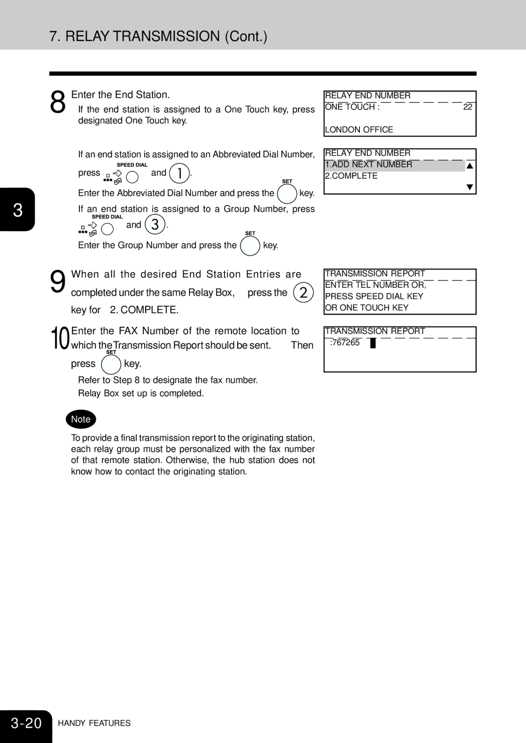 Toshiba e-studio 16/20/25 manual Enter the End Station, Press Enter the Abbreviated Dial Number and press 