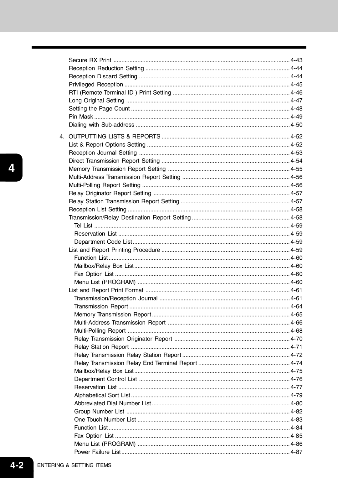 Toshiba e-studio 16/20/25 manual Outputting Lists & Reports 