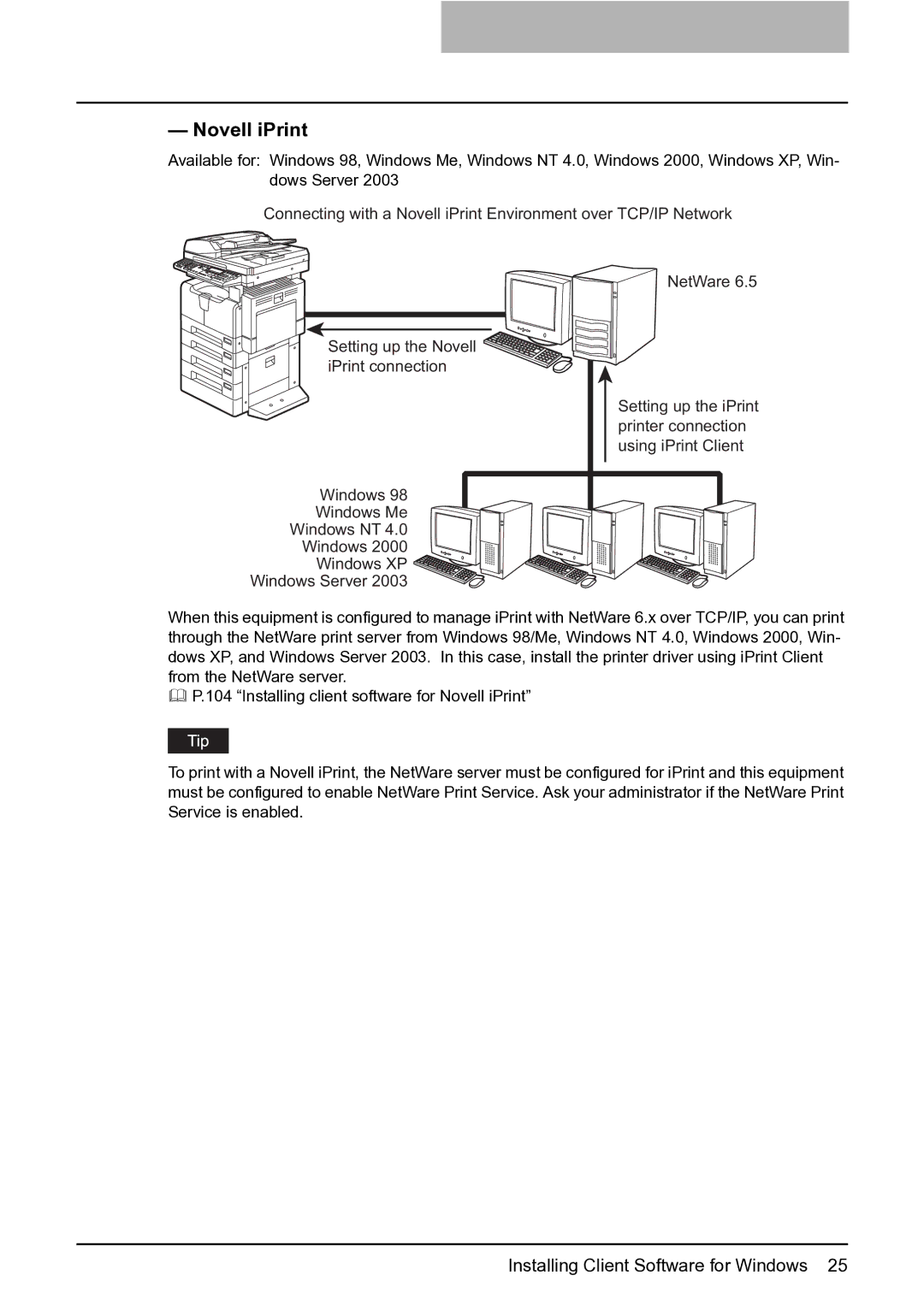 Toshiba e-Studio 165/205 manual Novell iPrint 