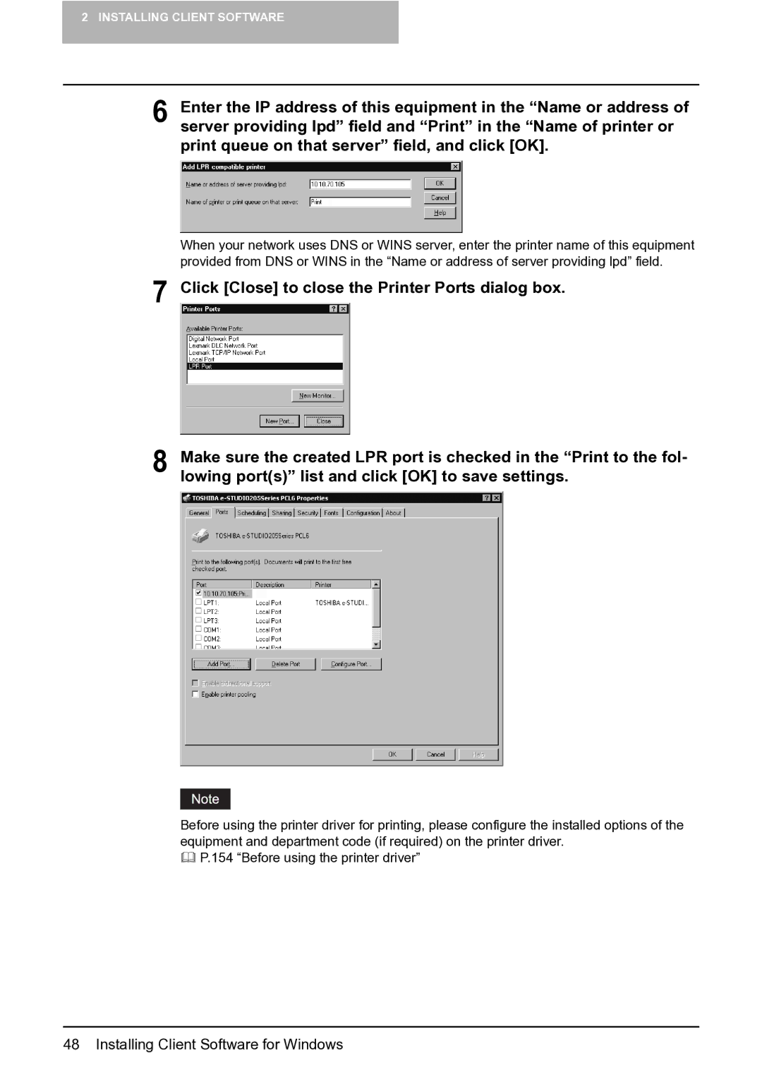 Toshiba e-Studio 165/205 manual Installing Client Software for Windows 