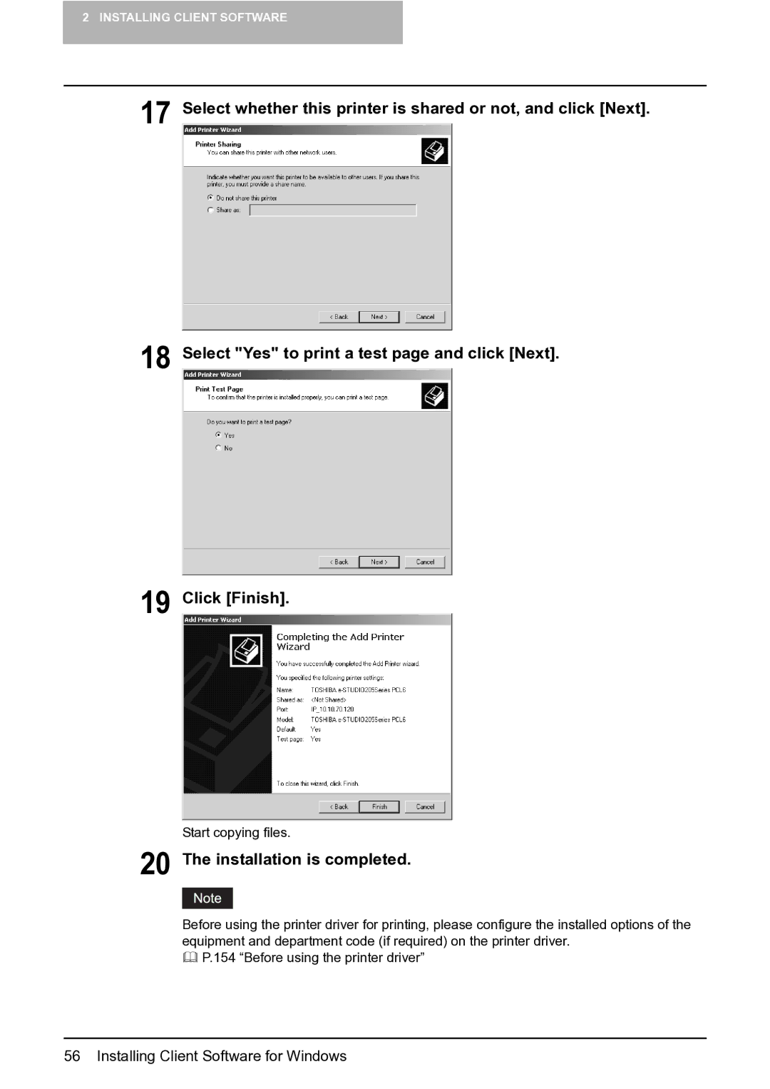 Toshiba e-Studio 165/205 manual Start copying files 